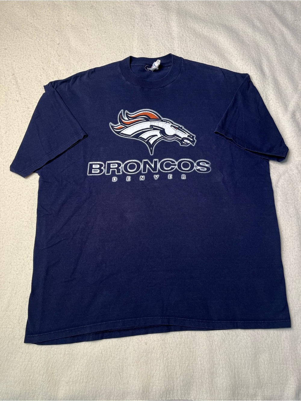 Vintage 90s Jerzees NFL Denver Broncos Blue T Shirt Mens XL Jersey Y2K Vtg Elway